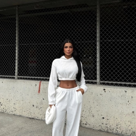 Hoodie and Wide-Leg Pants White Set