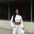 Hoodie and Wide-Leg Pants White Set