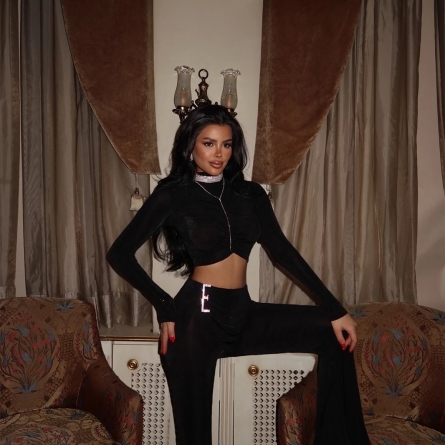 Set Negru din 3 Piese de Catifea