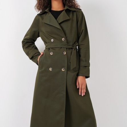 Trench Kaki Clasic cu 2 R&acirc;nduri de Nasturi