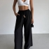 Широкие чёрные льняные брюки