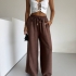 Wide-Leg Brown Linen Pants