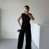 Black Vest and Wide-Leg Pants Set