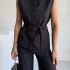 Black Vest and Wide-Leg Pants Set