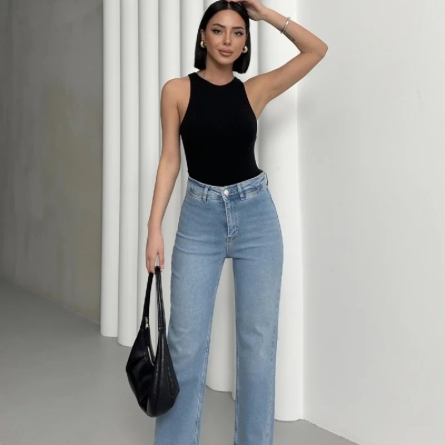 Blugi Slim Fit cu Talie &Icirc;naltă