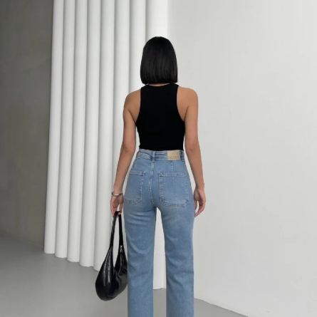 Blugi Slim Fit cu Talie &Icirc;naltă