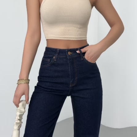 High-Waisted Navy Stretch Jeans