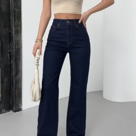 High-Waisted Navy Stretch Jeans