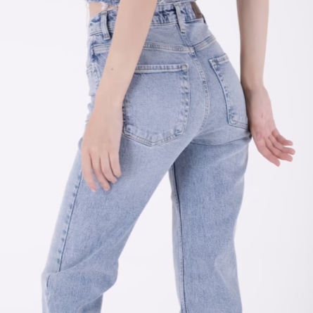 Blugi Blue Drepți cu Talie &Icirc;naltă