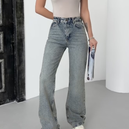 Blugi Vintage Drepți cu Talie &Icirc;naltă